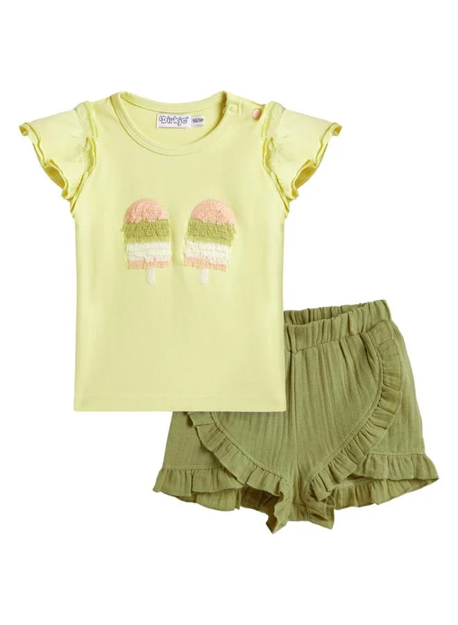 Dirkje Girls Fringe Design T-Shirt and Shorts Set